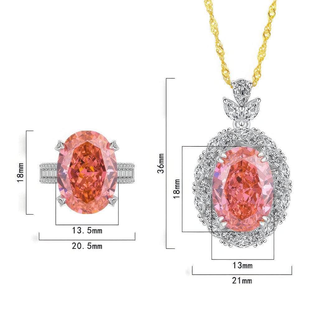18k Gold Lab Simulated Genuine Padparascha Gemstone Jewelry Set