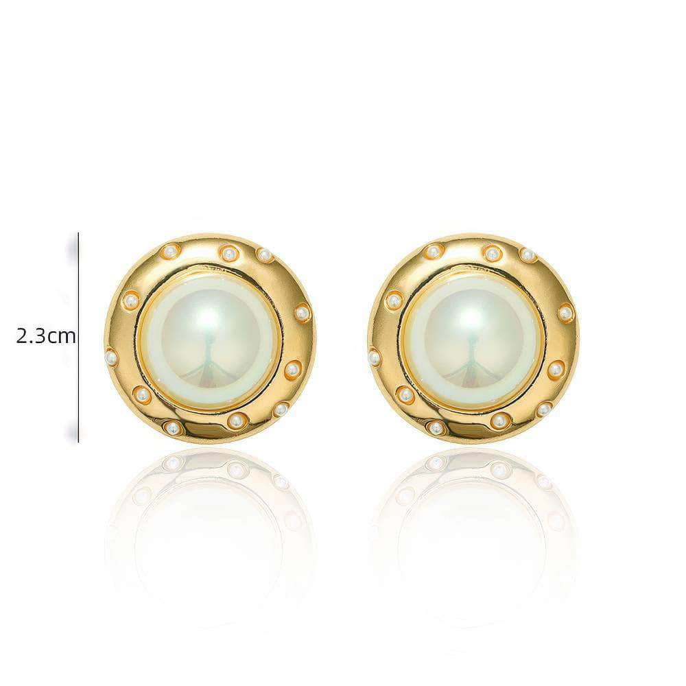 18K Gold Pearl Embellished Baroque Stud Earrings