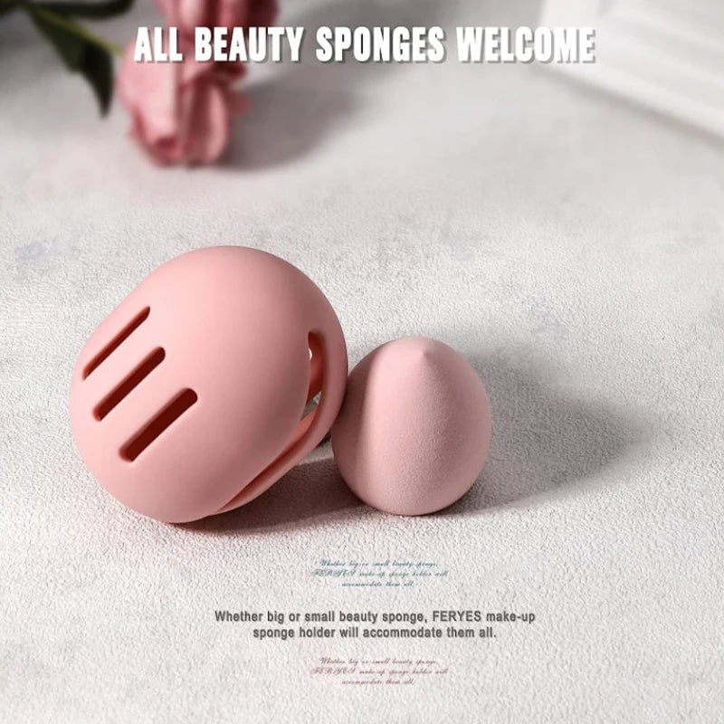 1Pcs Makeup Sponge Holder: Eco-Friendly Silicone, Multi-Hole, Travel-Friendly Cosmetic Puff Storage Case