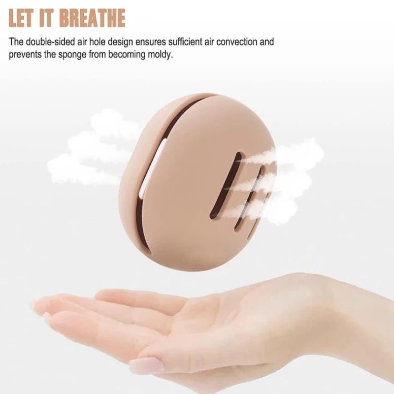 1Pcs Makeup Sponge Holder: Eco-Friendly Silicone, Multi-Hole, Travel-Friendly Cosmetic Puff Storage Case