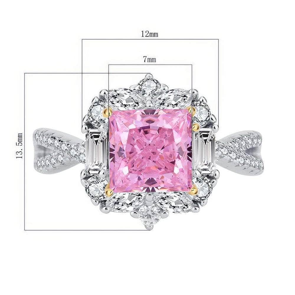 2.32 Brilliant Cut Simulated Pink Diamond Floral Ring