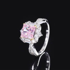 2.32 Brilliant Cut Simulated Pink Diamond Floral Ring 5 US / Pink Diamond