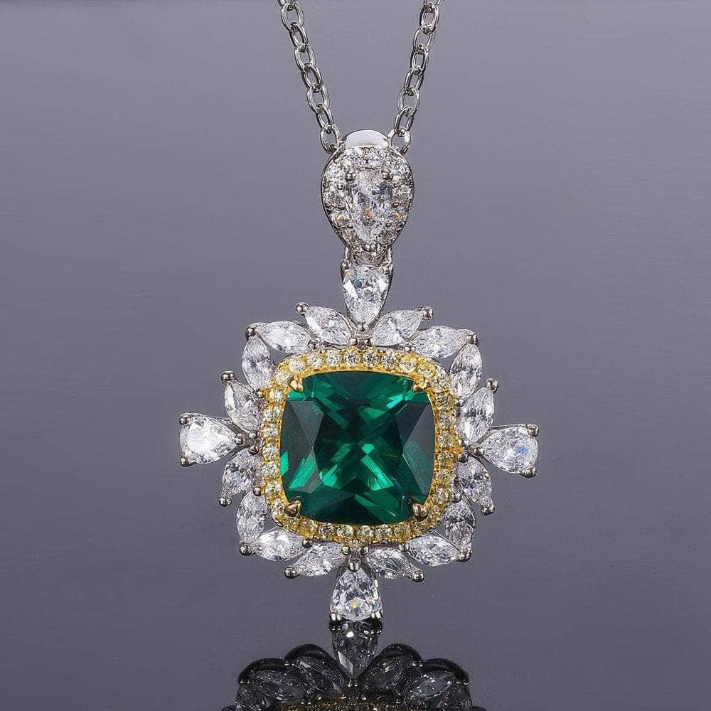 2.32 Carat Lab Created Diamond 14k Gold Emerald Gemstone Jewelry Set
