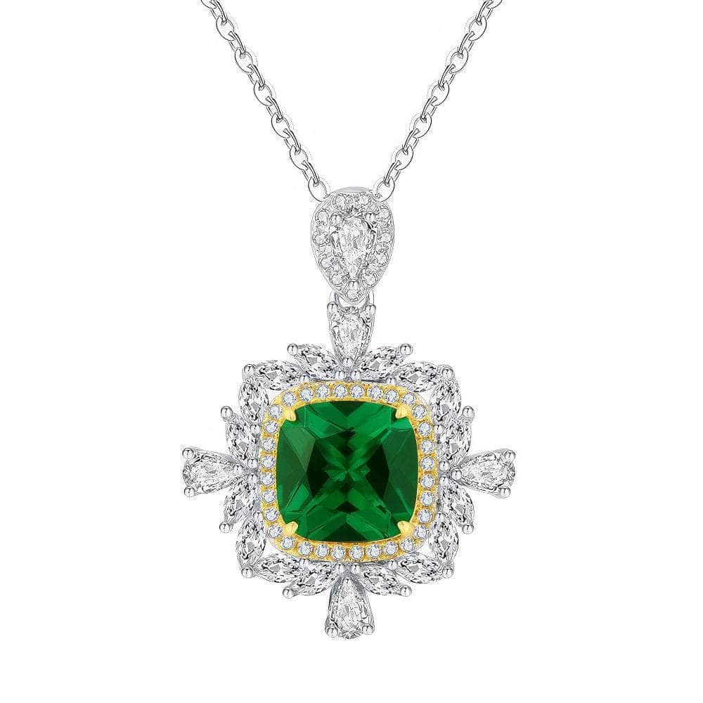 2.32 Carat Lab Created Diamond 14k Gold Emerald Gemstone Jewelry Set