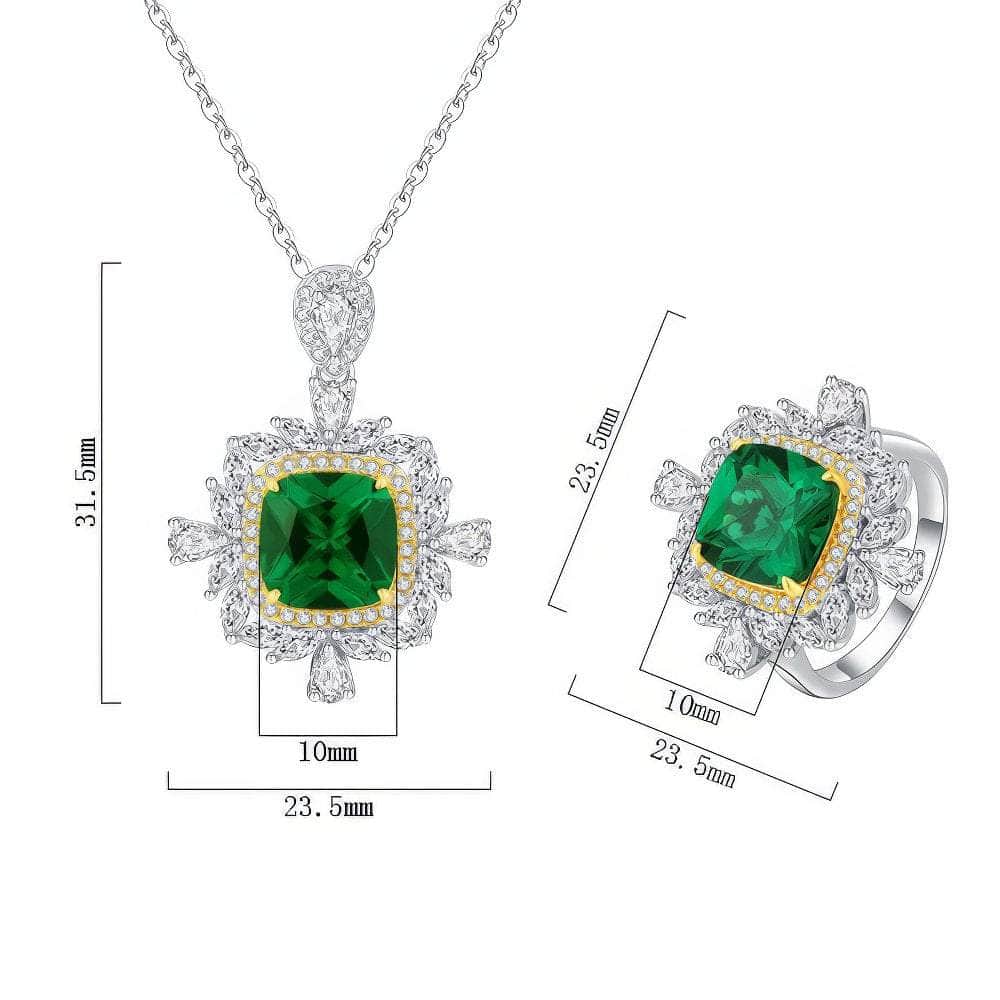 2.32 Carat Lab Created Diamond 14k Gold Emerald Gemstone Jewelry Set