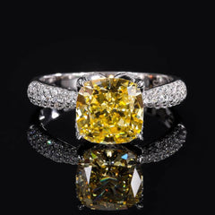 2.32 CT 14K White Gold Lab Grown Yellow Canary Diamond Ring 5 US / Canary