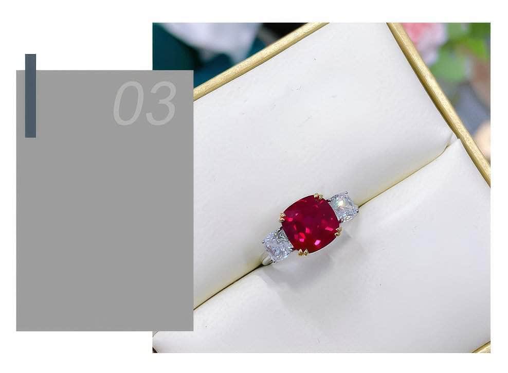 2.32 Ct 925 Sterling Silver Emerald Square Cut Lab Grown Ruby Ring
