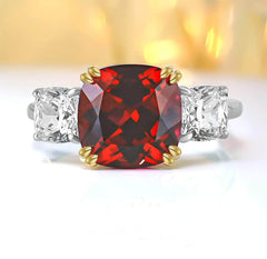 2.32 Ct 925 Sterling Silver Emerald Square Cut Lab Grown Ruby Ring 5 US / Ruby