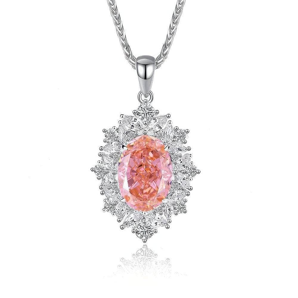 2.32 Ct Bague-Shape Paved Crystal Lab-Created Diamond Gemstone Jewelry Set 6 US / Padparadscha / Necklace