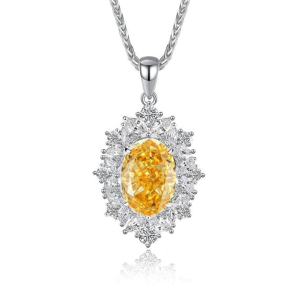 2.32 Ct Oval-Shaped Paved Crystal Lab Imitation Diamond Jewelry Set 6 US / Canary / Necklace