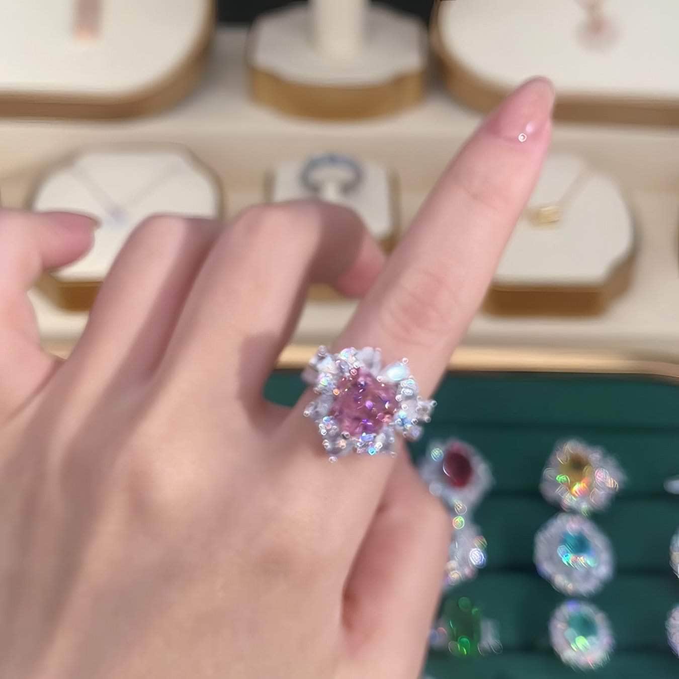 2.32 Ct Prong Setting Irregular-Shaped Heart Deco Lab Diamond Pink Sapphire Ring