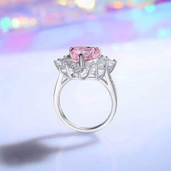 2.32 Ct Prong Setting Irregular-Shaped Heart Deco Lab Diamond Pink Sapphire Ring