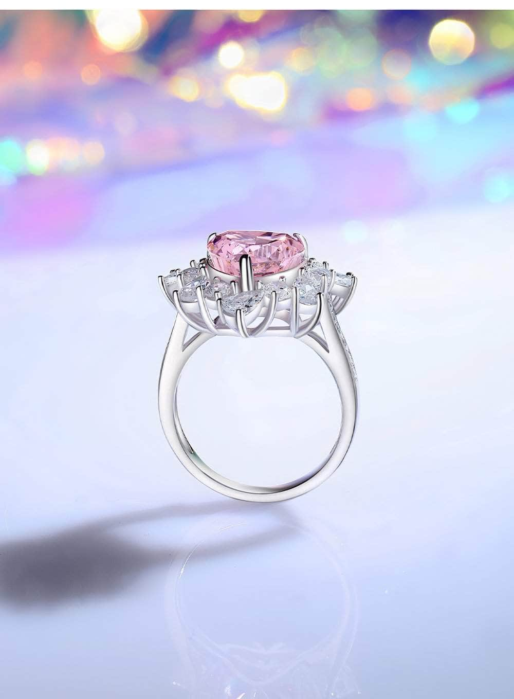 2.32 Ct Prong Setting Irregular-Shaped Heart Deco Lab Diamond Pink Sapphire Ring