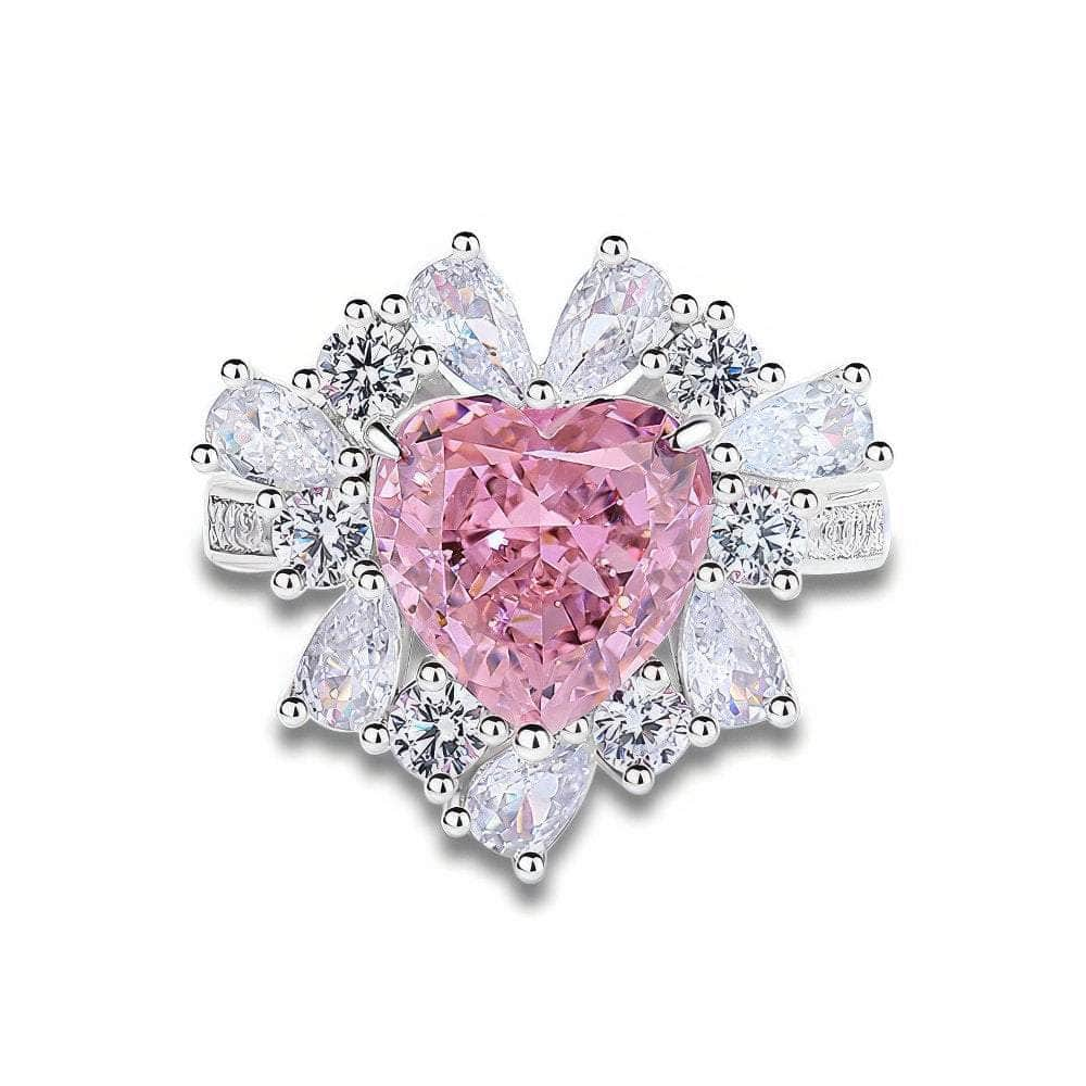 2.32 Ct Prong Setting Irregular-Shaped Heart Deco Lab Diamond Pink Sapphire Ring 7 US / Pink Sapphire