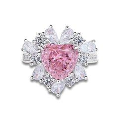 2.32 Ct Prong Setting Irregular-Shaped Heart Deco Lab Diamond Pink Sapphire Ring 7 US / Pink Sapphire