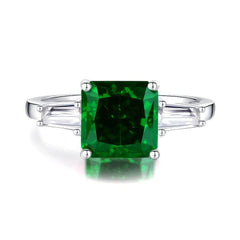 2.32 Ct Radiant Cut Lab-Created Gemstone Diamond 14k Gold Ring 6 US / Emerald