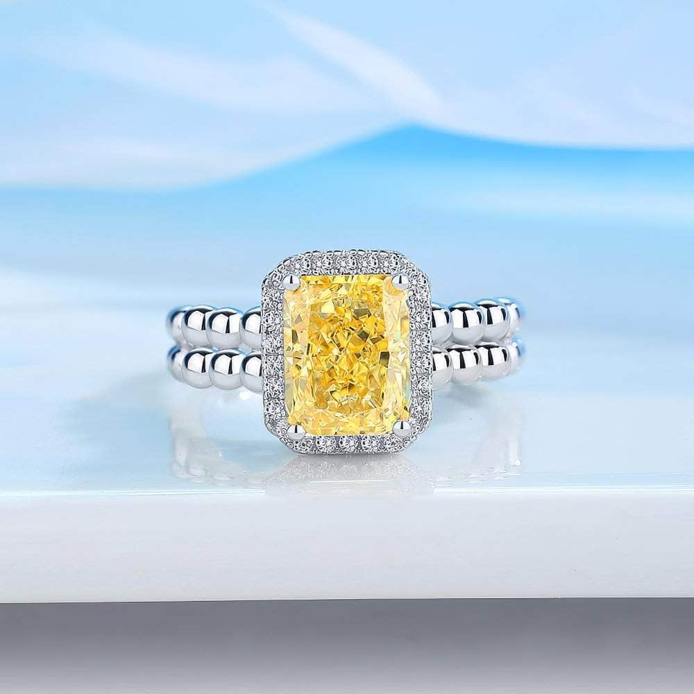 2.32 Ct Radiant Cut Paved Crystal Lab Diamond Gemstone Ring
