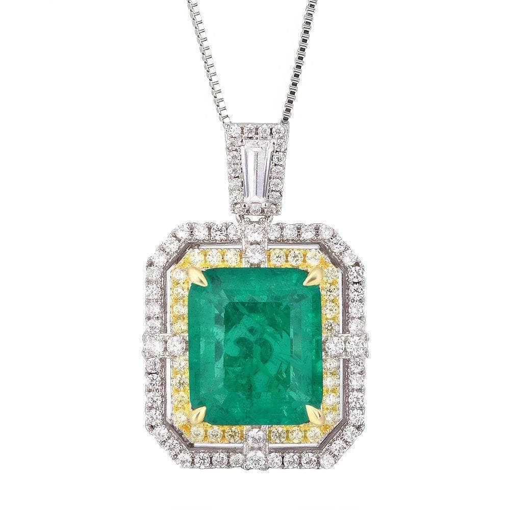 2.32 CT Two-Toned Lab Simulated Diamond Emerald 14k Gold Jewelry Set