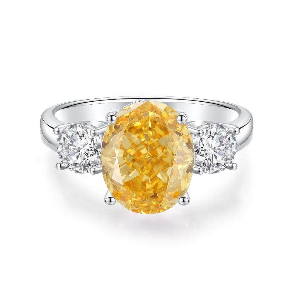 2.51 Ct Three-Stone Yellow Lab Grown Diamond Ring 6 US / Canary