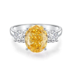2.51 Ct Three-Stone Yellow Lab Grown Diamond Ring 6 US / Canary