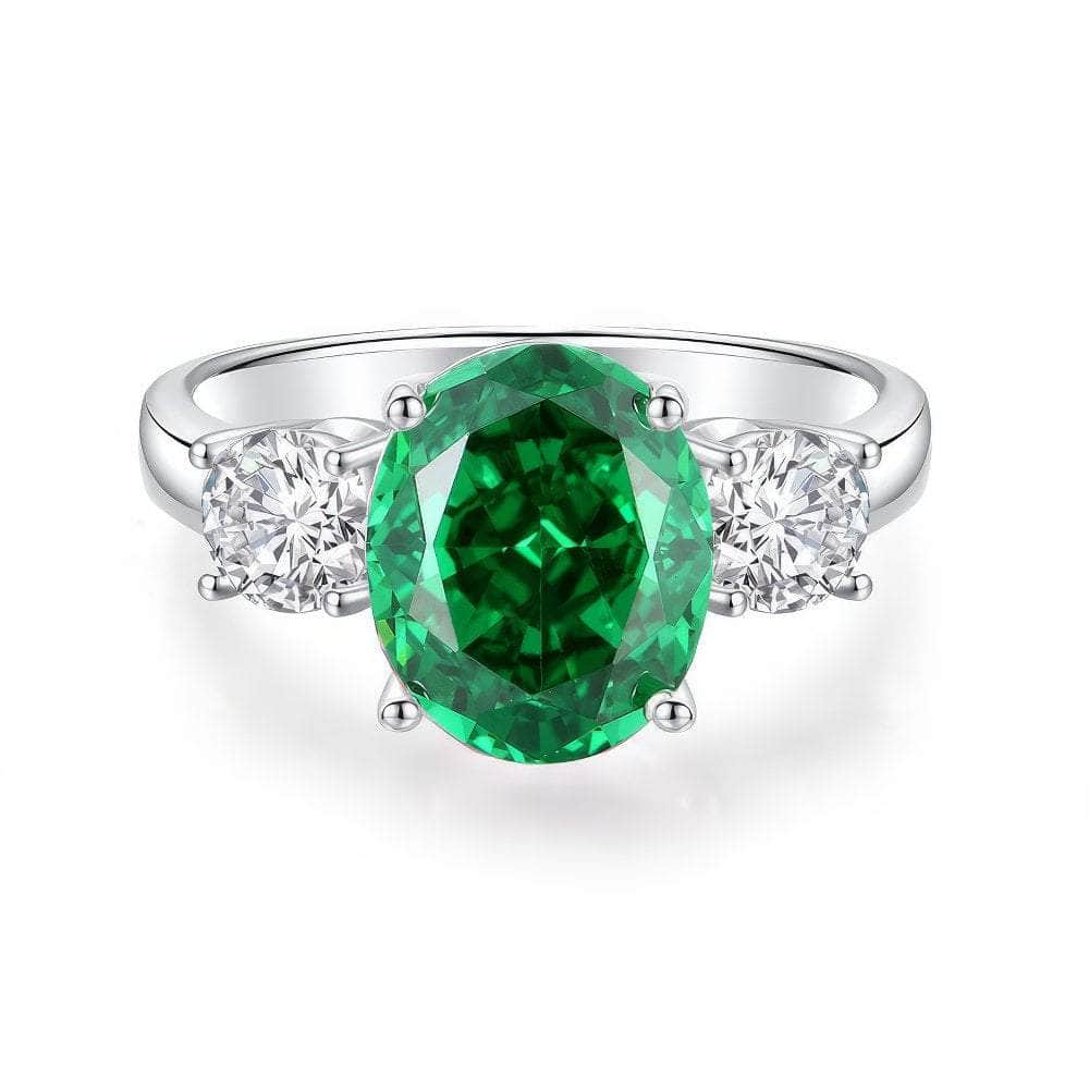 2.51 Ct Three-Stone Yellow Lab Grown Diamond Ring 6 US / Emerald