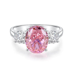2.51 Ct Three-Stone Yellow Lab Grown Diamond Ring 6 US / Pink Sapphire