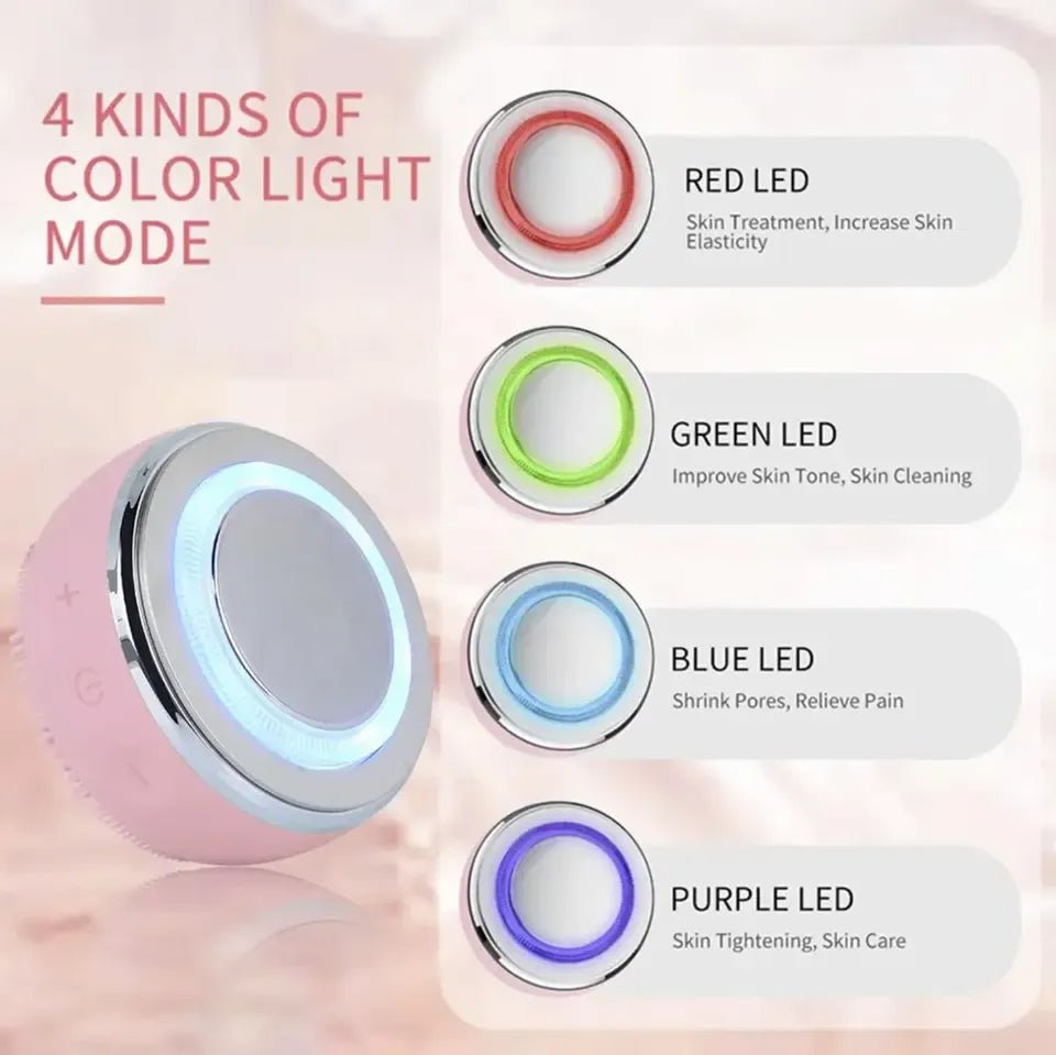 2-in-1 LED Light Therapy & Silicone Heating Facial Cleanser Brush