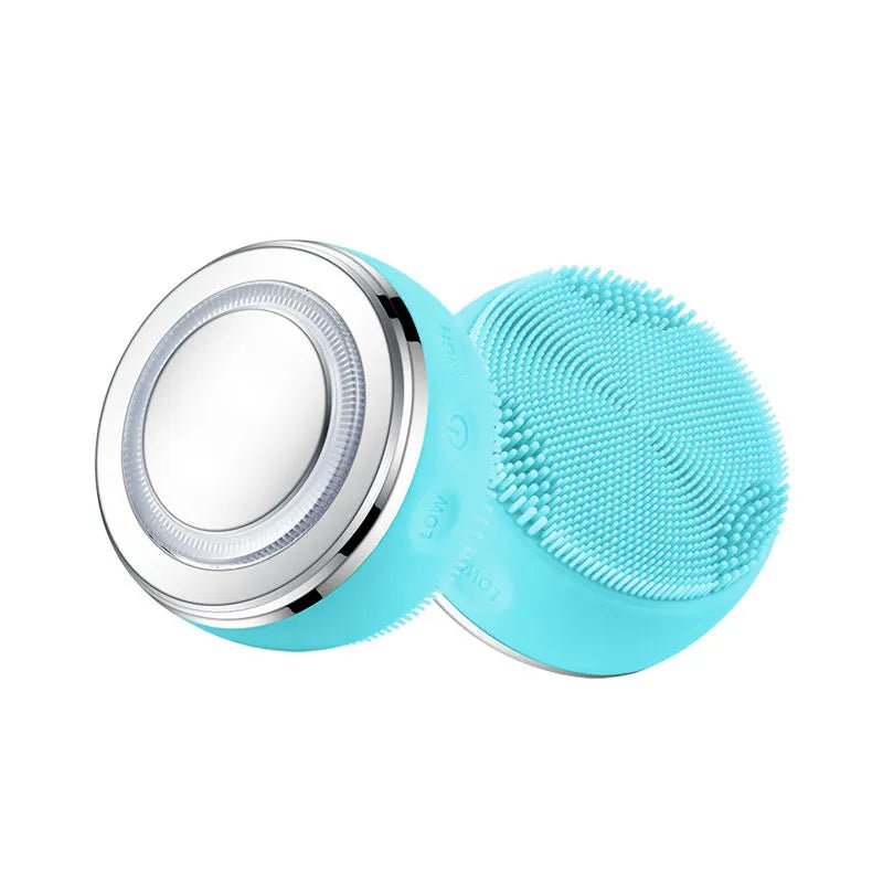 2-in-1 LED Light Therapy & Silicone Heating Facial Cleanser Brush Blue