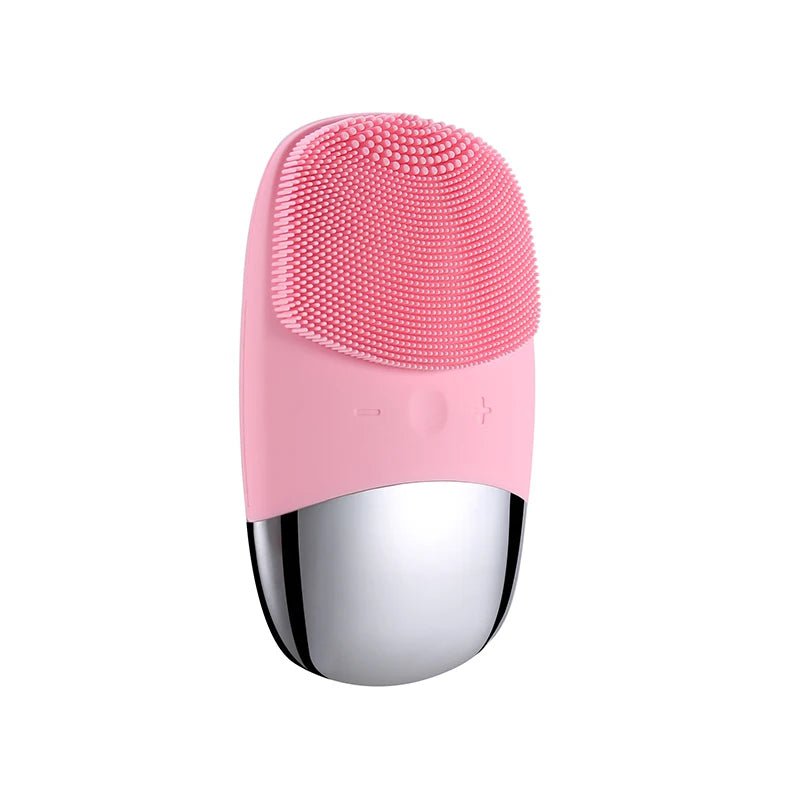 2-in-1 LED Light Therapy & Silicone Heating Facial Cleanser Brush Rose Red