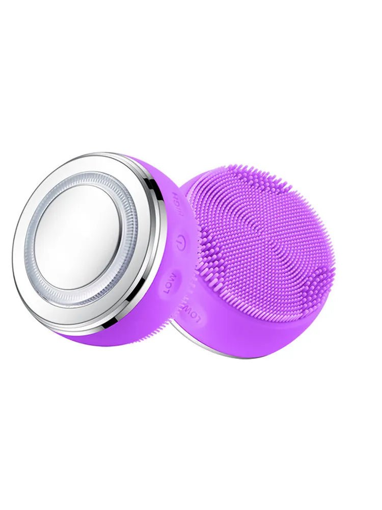 2-in-1 LED Light Therapy & Silicone Heating Facial Cleanser Brush violet