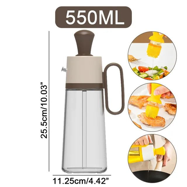 2 In 1 Oil Dispenser With Silicone Brush 550ml-brown