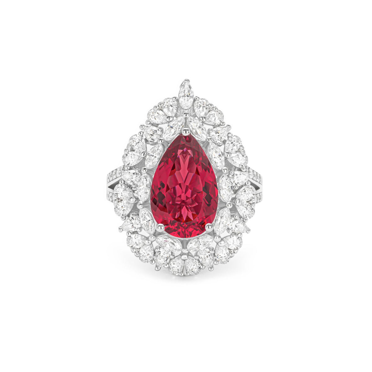 2.62 Per Cut Cultivated Diamond Ruby Ring