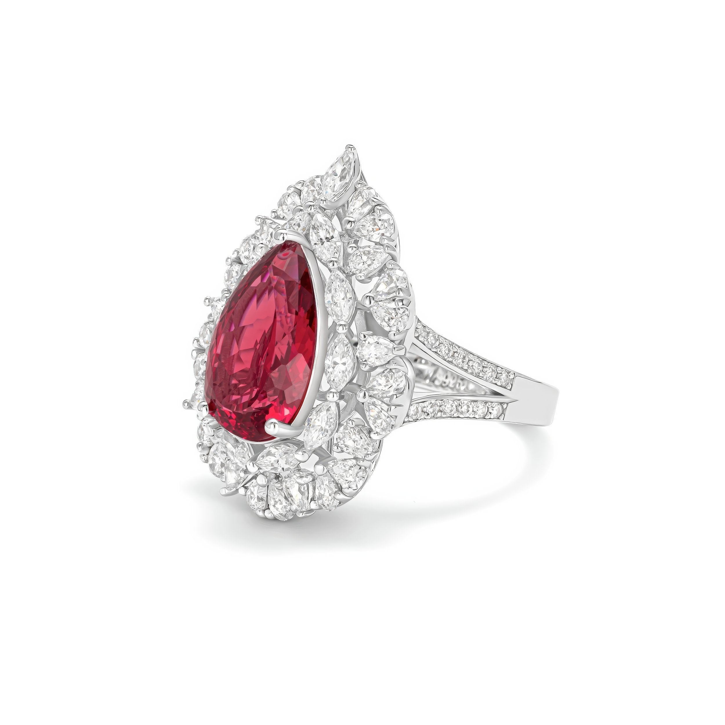 2.62 Per Cut Cultivated Diamond Ruby Ring