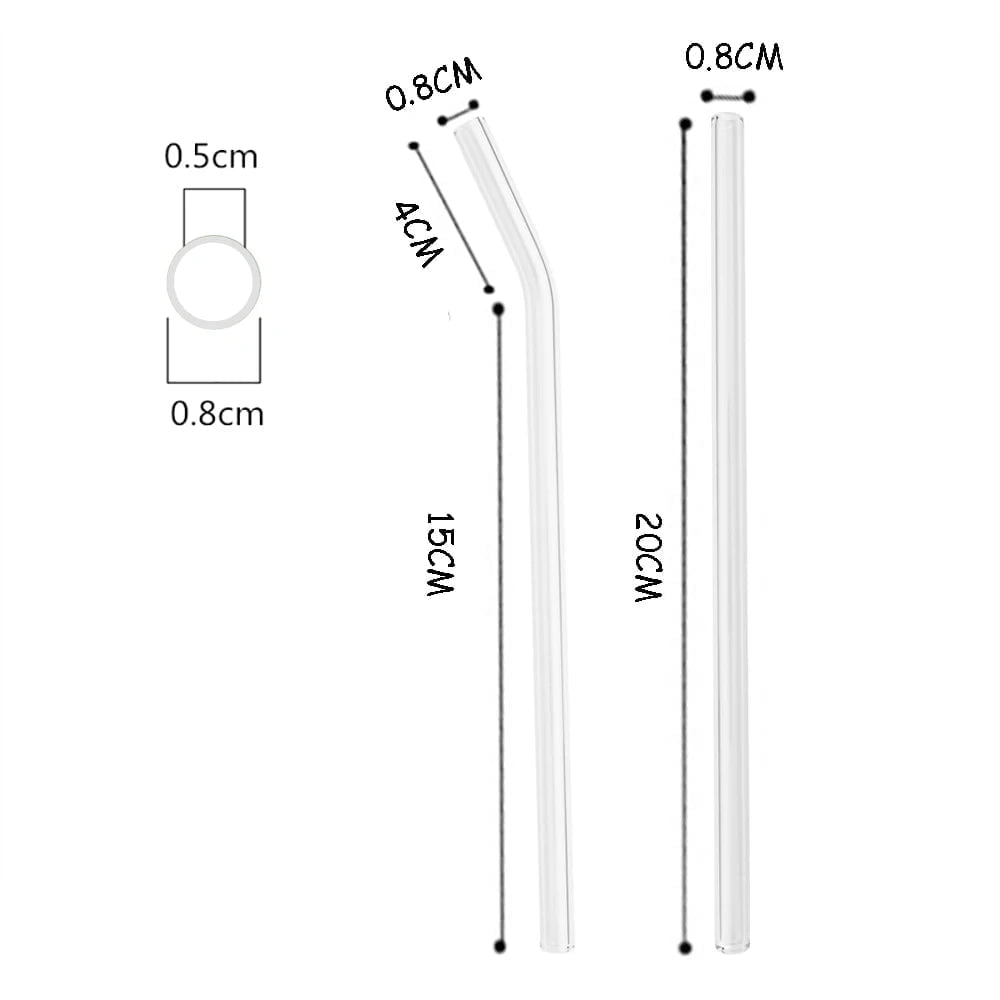 200*8mm Reusable Glass Straw Set