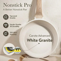 21Pcs Nonstick Cookware Set: White Granite, Induction Ready 21 Piece / United States