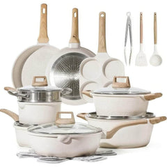21Pcs Nonstick White Granite Induction Ready Cookware Set 21 Piece / United States