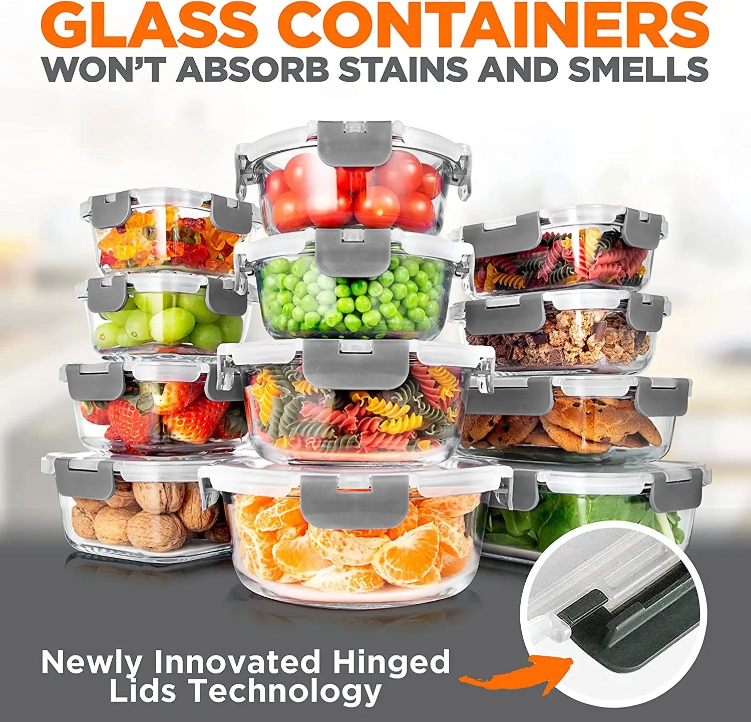 24-Piece Glass Food Storage Containers Set United States