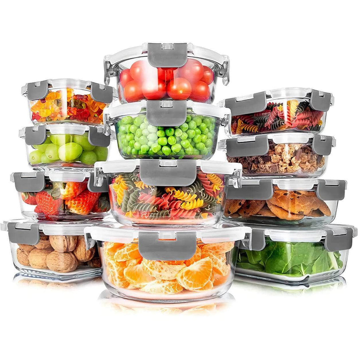 24-Piece Glass Food Storage Containers Set United States