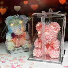 25/40cm Dream Color Silk Flower Rose Teddy Bear