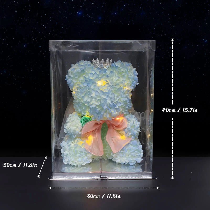 25/40cm Dream Color Silk Flower Rose Teddy Bear Ice Blue 40cm / CZECH REPUBLIC
