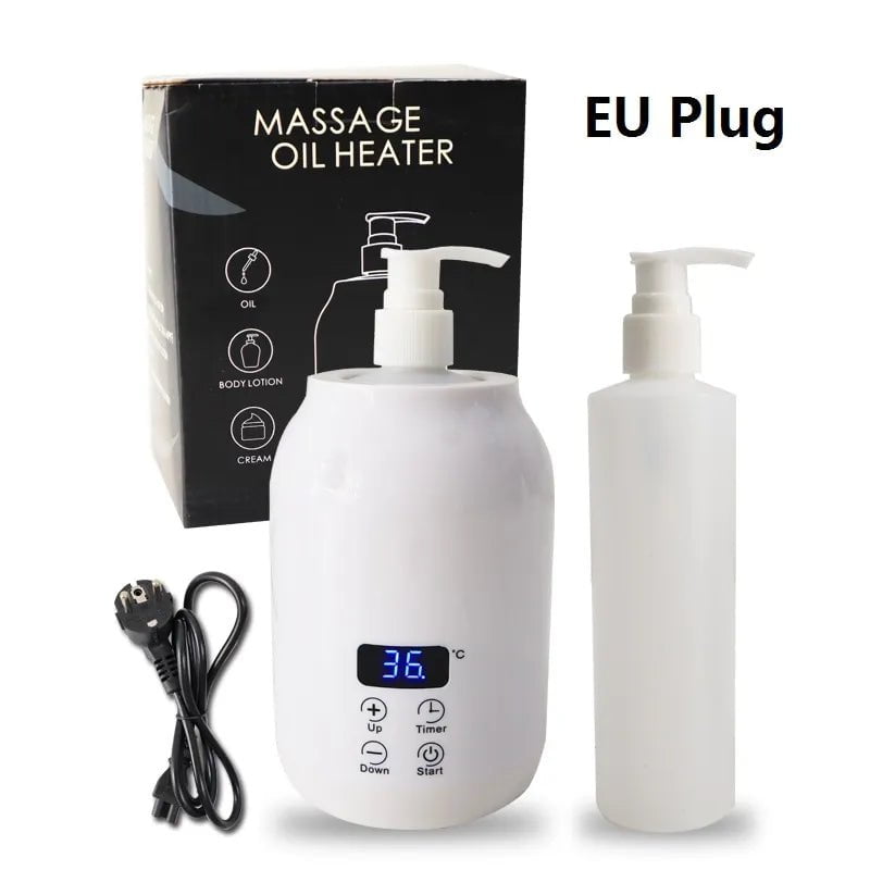 250ML Electric Massage Oil Warmer: Digital Lotion Cream Heater with LED Display, Bottle Dispenser for Home, Pro Salon, Spa Massage White EU Plug / 250ml