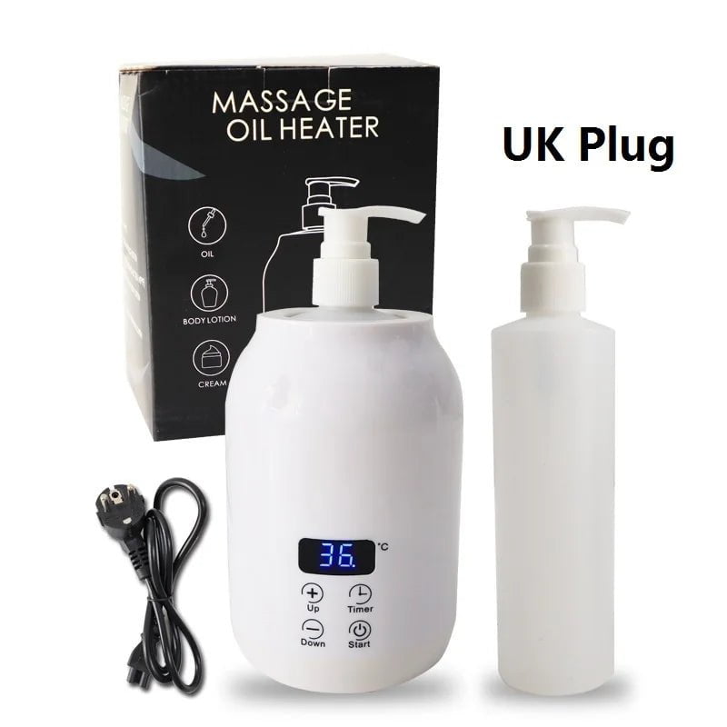 250ML Electric Massage Oil Warmer: Digital Lotion Cream Heater with LED Display, Bottle Dispenser for Home, Pro Salon, Spa Massage White UK Plug / 250ml