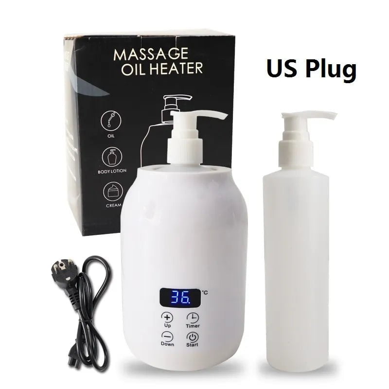 250ML Electric Massage Oil Warmer: Digital Lotion Cream Heater with LED Display, Bottle Dispenser for Home, Pro Salon, Spa Massage White US Plug / 250ml