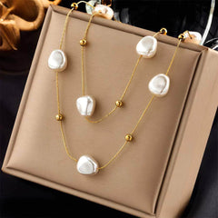 2in1 Large Pearl Pendant Necklace - A New Trend in Neck Jewelry for Women and Girls, ideal for Party and Wedding Gifts N1809