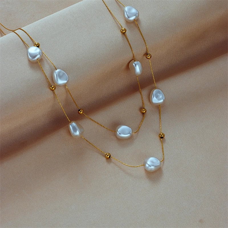 2in1 Large Pearl Pendant Necklace - A New Trend in Neck Jewelry for Women and Girls, ideal for Party and Wedding Gifts N1809