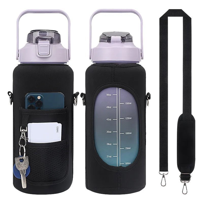 2L Water Bottle Cover Insulator Sleeve Bag Tumbler Bottle Case Bag With Strap Portable For Camping Outdoor Sports Drinkware Bag Black