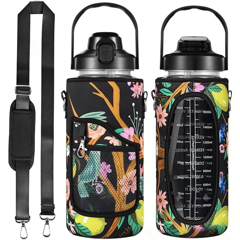 2L Water Bottle Cover Insulator Sleeve Bag Tumbler Bottle Case Bag With Strap Portable For Camping Outdoor Sports Drinkware Bag Black Camouflage