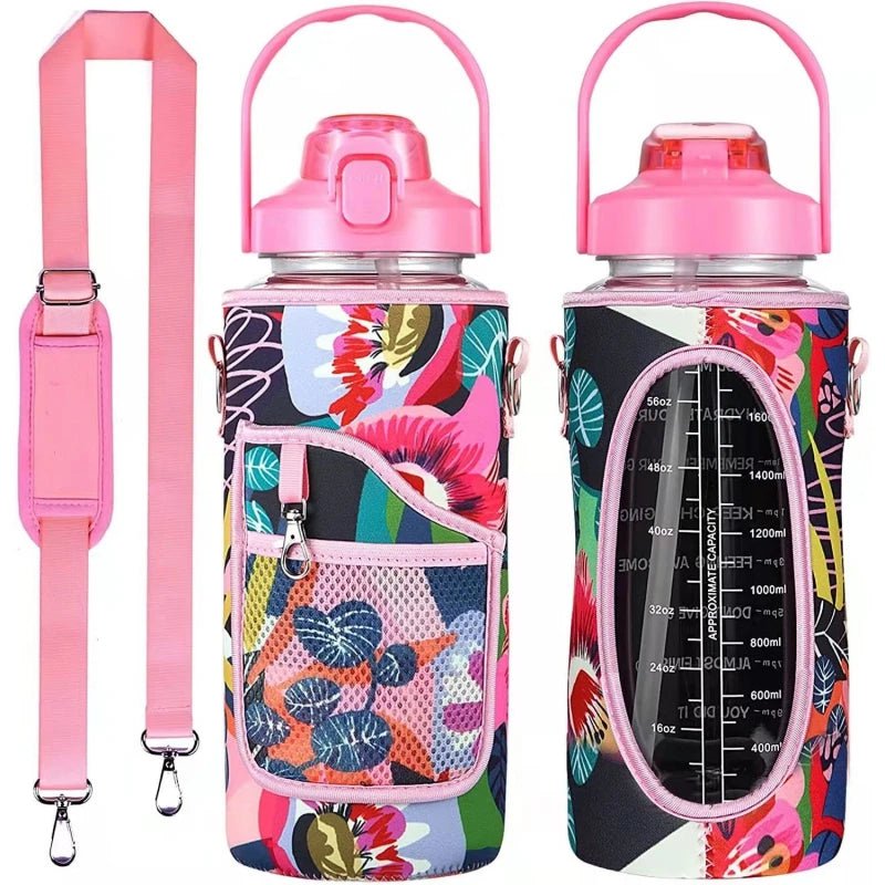 2L Water Bottle Cover Insulator Sleeve Bag Tumbler Bottle Case Bag With Strap Portable For Camping Outdoor Sports Drinkware Bag Pink Camouflage