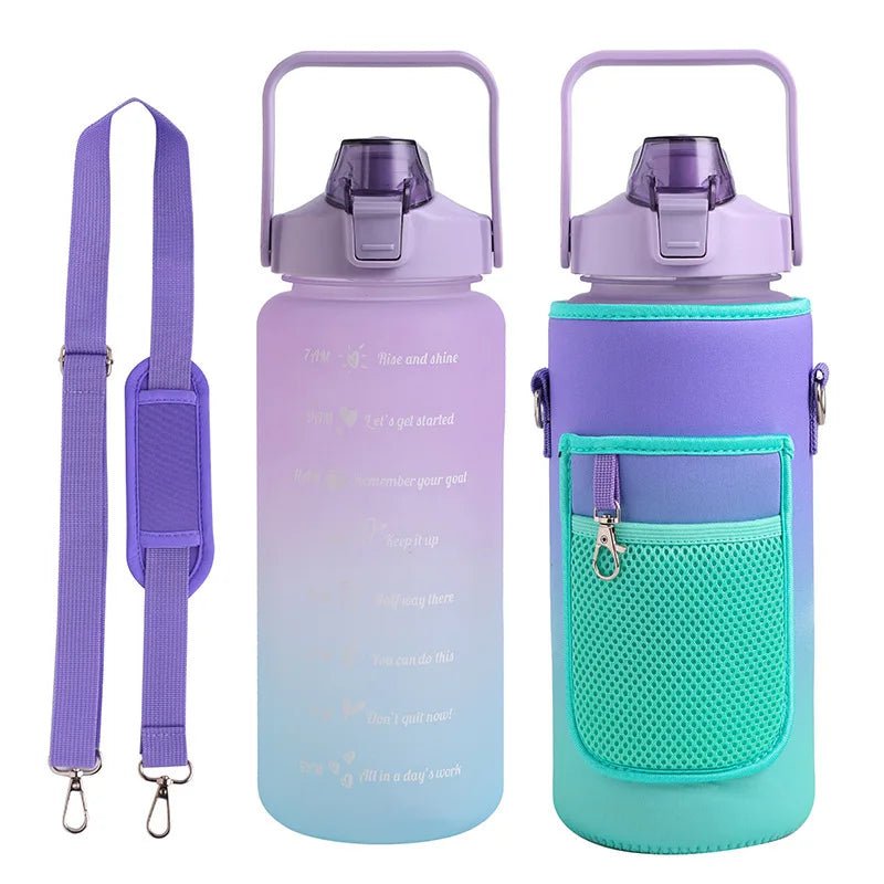 2L Water Bottle Cover Insulator Sleeve Bag Tumbler Bottle Case Bag With Strap Portable For Camping Outdoor Sports Drinkware Bag Purple Green