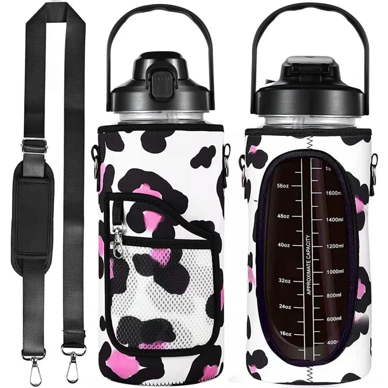 2L Water Bottle Cover Insulator Sleeve Bag Tumbler Bottle Case Bag With Strap Portable For Camping Outdoor Sports Drinkware Bag White Camouflage